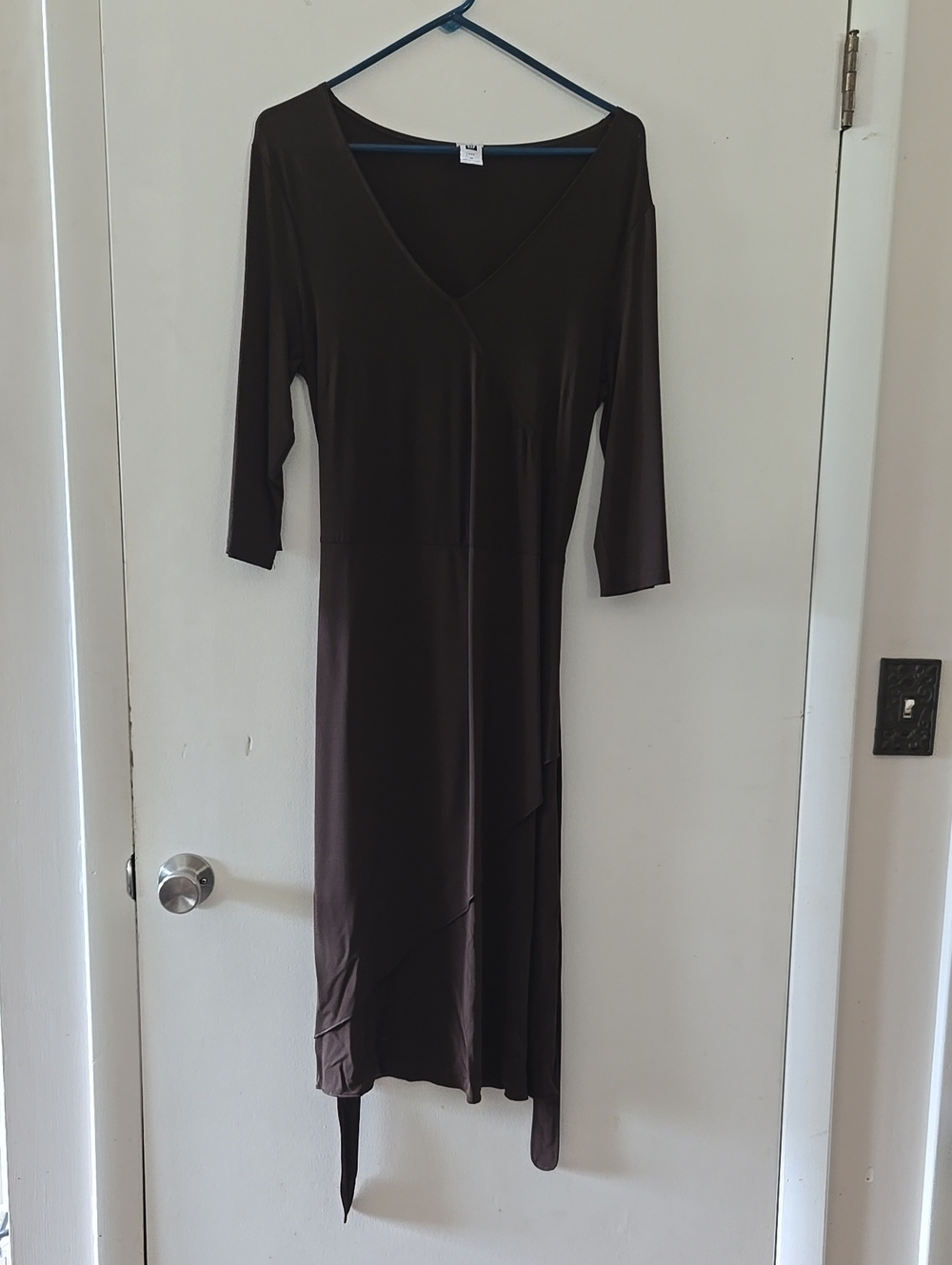 Classic V-Neck Brown Wrap Dress - Elegant Everyday Style